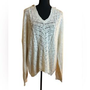 Deb 3X Cream Knit Hooded Pullover Sweater | Rare Vintage Plus Size 100% Acrylic